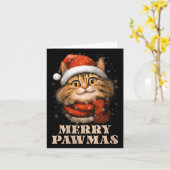 Womens Merry Pawmas Funny Santa Cat Christmas For Kaart (Gele Bloem)
