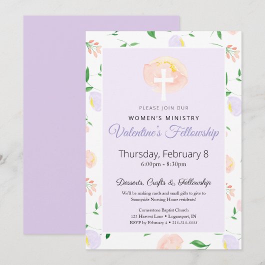 Women's Ministry Valentine's Fellowship Invitation (Devant / Derrière)