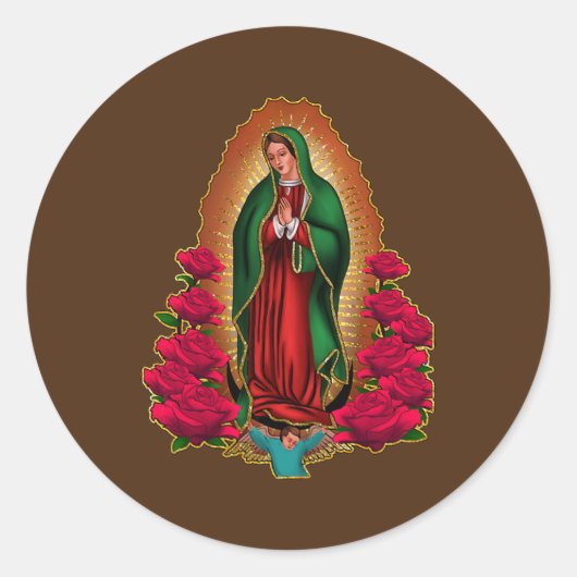 Womens Moeder Madre Virgen de Guadalupe Virgin Ronde Sticker (Voorkant)