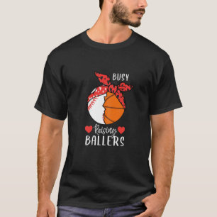 Womens Moederdag bezige wasballers softbal T-shirt