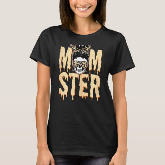 Womens Momster Skull Ma Monster Oranje Leopard Ha T-shirt