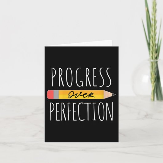 Womens Motivational Progress Over Perfection Back  Kaart (Voorkant)