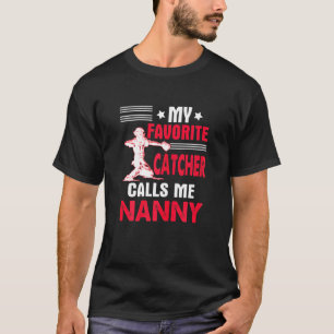 Womens Nanny Catcher Baseball Softball Grandma Dis T-shirt