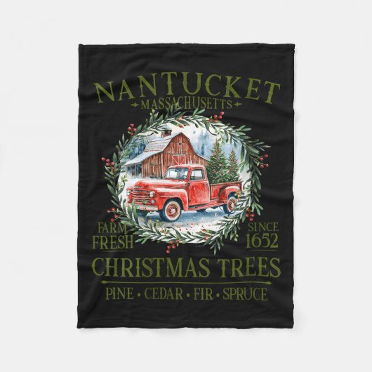 Womens Nantucket Ma Farm Fresh Christmas Trees Gre Fleece Deken (Voorkant)