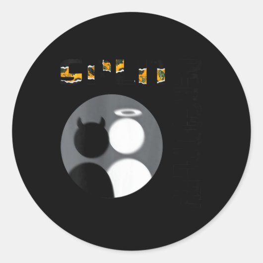 Womens New Split Ity Cool Angel Devil V-neck Ronde Sticker (Voorkant)