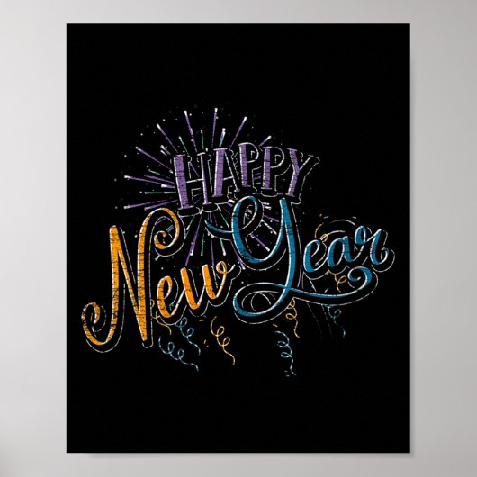 Womens New Years Eve Celebration Confetti Firework Poster (Voorkant)