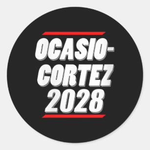 Womens Ocasio-Cortez 2028 - AOC voor President! V- Ronde Sticker