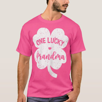 Womens One Lucky Grandma Shamrock Four Leaf Clover T-shirt