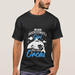 Womens Orca Graphic for Women Girls Kinder Whale V T-shirt