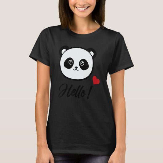 Womens  Panda 'hello' T-shirt (Voorkant)