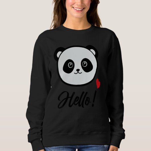 Womens Panda 'hello' Trui (Voorkant)