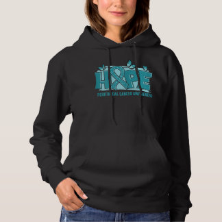 Womens Peritoneal Cancer Awareness Hope Teal Ribbo Hoodie