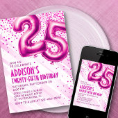 Womens Pink 25e anniversaire Invitation