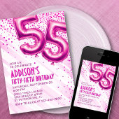 Womens Pink 55e anniversaire Invitation