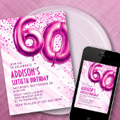 Womens Pink 60e anniversaire Invitation