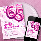 Womens Pink 65e anniversaire Invitation
