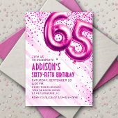 Womens Pink 65e anniversaire Invitation