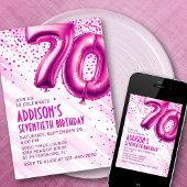 Womens Pink 70th Birthday Invitation