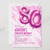 Womens Pink 80e anniversaire Invitation (Devant)