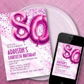 Womens Pink 80e anniversaire Invitation