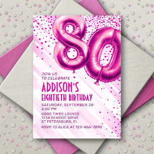 Womens Pink 80e anniversaire Invitation