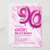 Womens Pink 90e anniversaire Invitation (Devant)