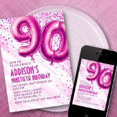 Womens Pink 90e anniversaire Invitation