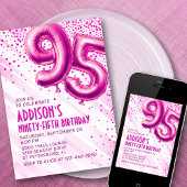 Womens Pink 95e anniversaire Invitation
