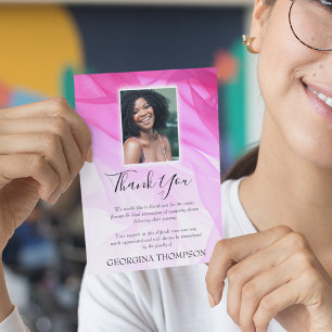 Womens Pink Funeral Bedankkaart