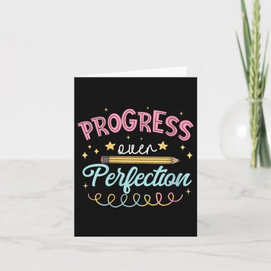 Womens Progress Over Perfection Motivational Teach Kaart (Voorkant)