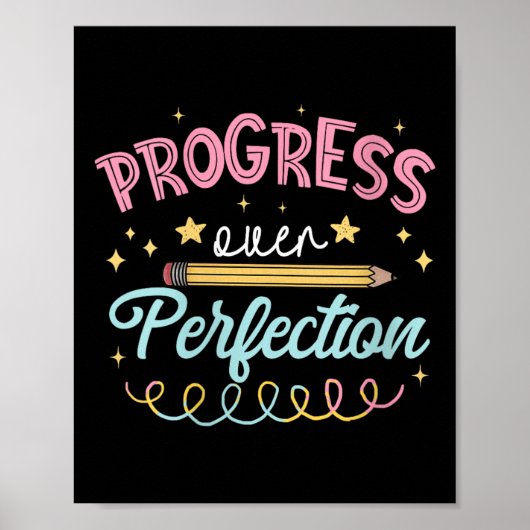 Womens Progress Over Perfection Motivational Teach Poster (Voorkant)