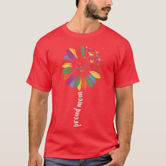 Womens Proud Ma Sunflower Rainbow Tshirt LGBT Gay