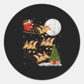 Womens Pterodactyls Dinosaur Bird Santa Sleigh Fly Ronde Sticker (Voorkant)