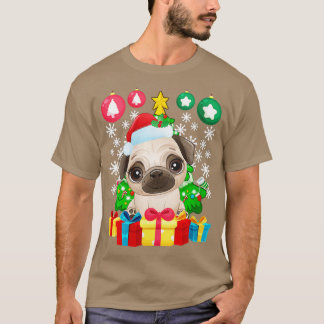 Womens Pug Kerstmis Ornams Xmas Cute Dog L T-shirt