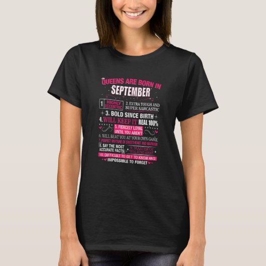 Womens Queens Are Born In September T-shirt (Voorkant)