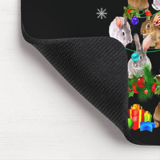 Womens Rabbit Christmas Tree Snow Funny Rabbit Xma Muismat (Hoek)