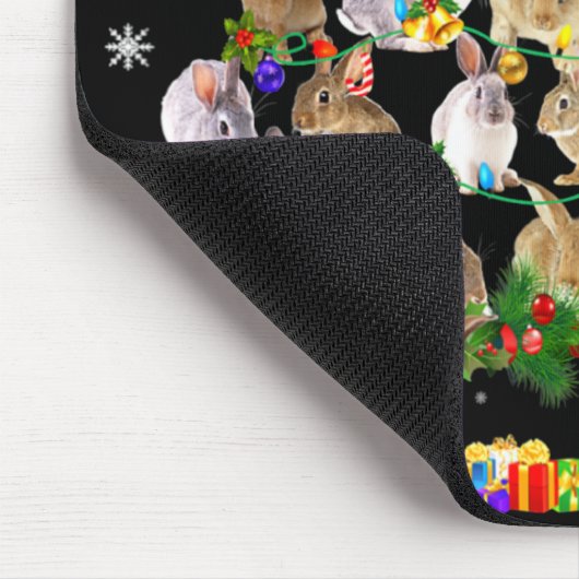 Womens Rabbit Christmas Tree Snow Funny Rabbit Xma Muismat (Hoek)