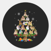 Womens Rabbit Christmas Tree Snow Funny Rabbit Xma Ronde Sticker (Voorkant)