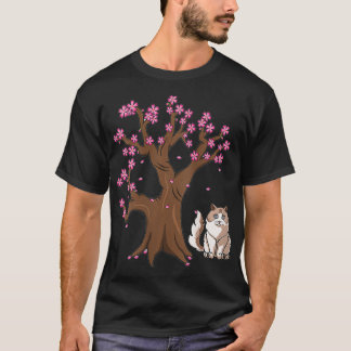 Womens Ragdoll Cat mam Japanse Cherry Blossom T-shirt