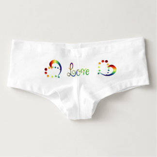 Womens Rainbow Heart Love Boy Shorts Underwear