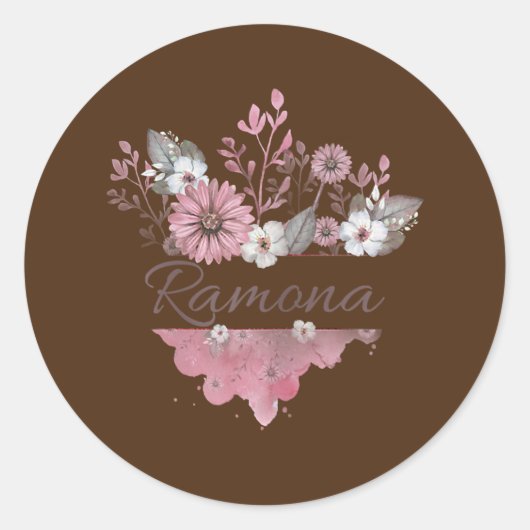Womens Ramona Flower Monogram Ronde Sticker (Voorkant)
