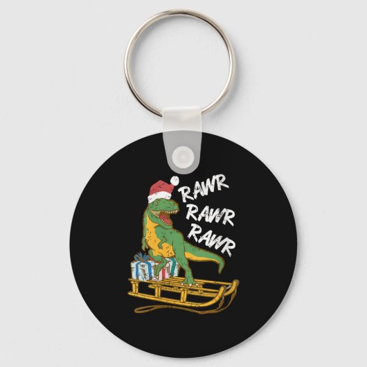 Womens Rawr Rawr Rawr Funny Christmas Dino Sleigh Sleutelhanger (Voorkant)