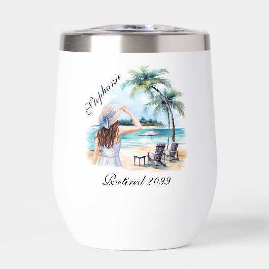 Women's Retirement Beach Thema Waterverf (Voorkant)