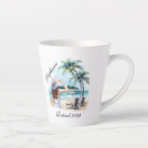 Women's Retirement Beach Thema Waterverf Latte Mok