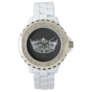 Womens Rhinestone Pageant Crown Watch Horloge