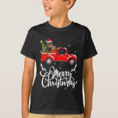 Womens Rottweiler Dog On Christmas Tree Red Truck T-shirt (Voorkant)