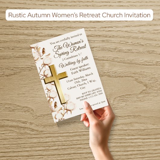 Womens Rustic Autumn Retreat Church Invitation Kaart