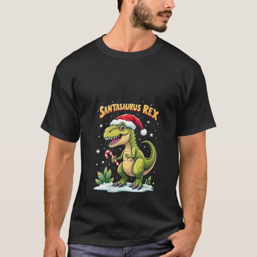 Womens Santasaurus Rex Funny Dinosaur xmas Santa H T-shirt (Voorkant)