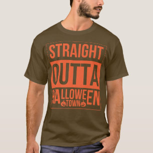 Womens Scary Halloween design broom gegraveerde po T-shirt