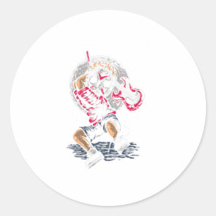 Womens Scary Hockey Mask Smashing Guitar Hal Ronde Sticker